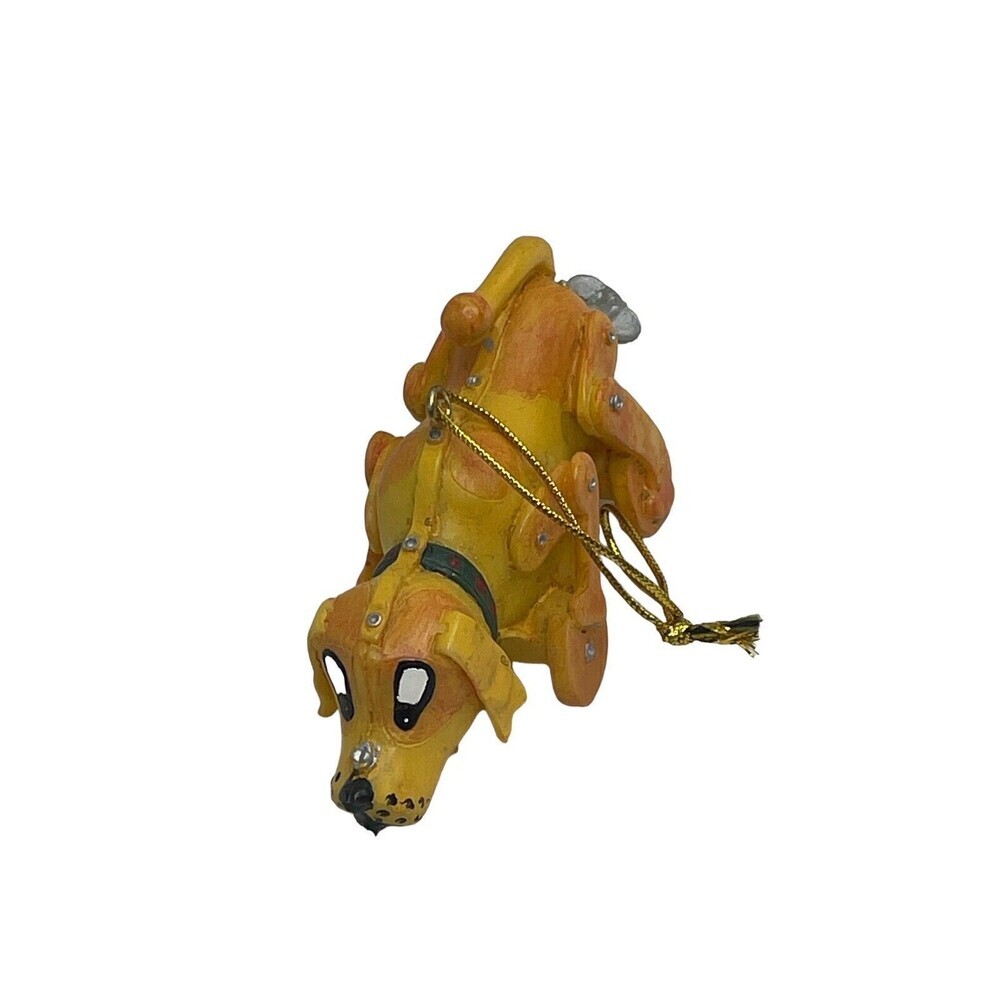 Vintage  Running Dog Yellow Wind-Up Toy Ornament